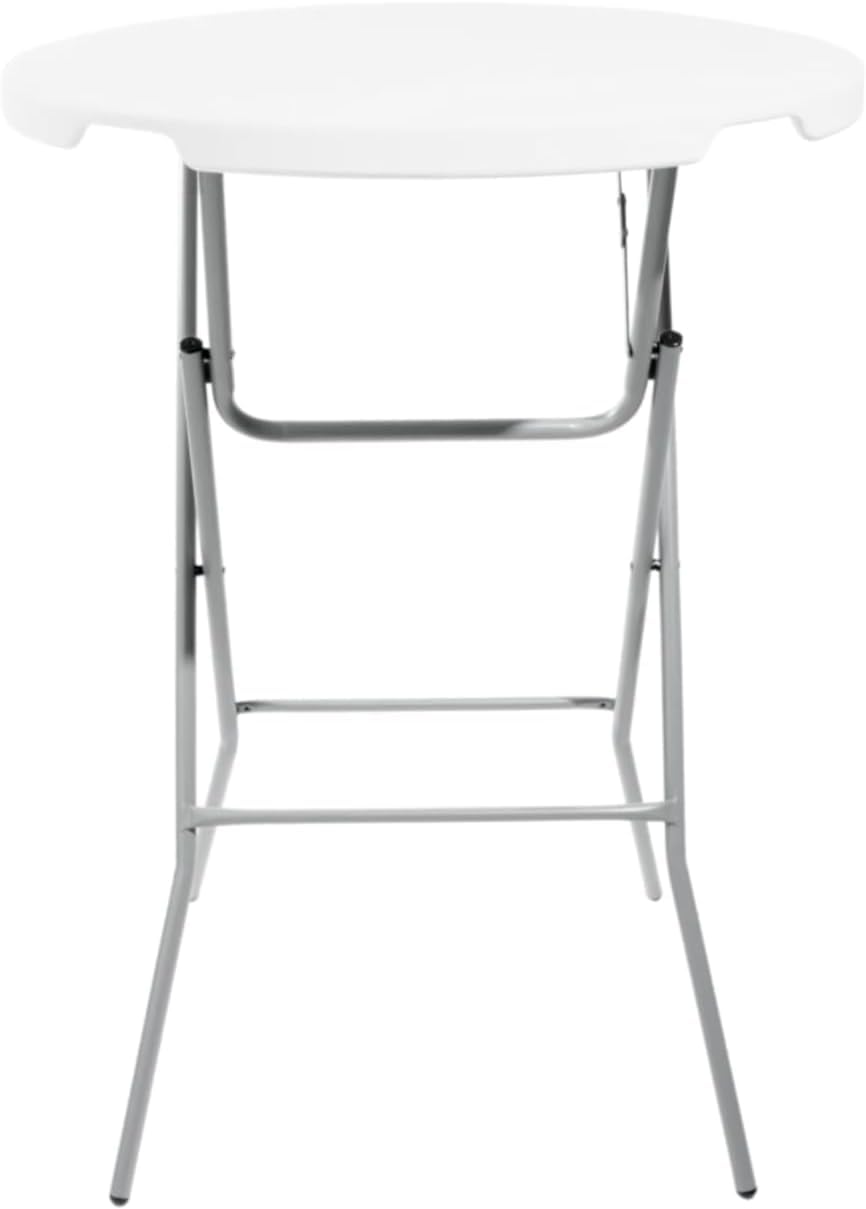 32-Inch Round Folding Bar Table - White Plastic High Top Table For Parties, Weddings & Indoor/Outdoor Use