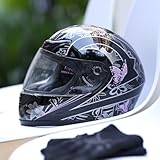 SLMOTO DOT Motorcycle Full Face Adult Helemt Pink Black Butterfly Flip Up Full Face Street Sport Helmet for Dirt Bike ATV