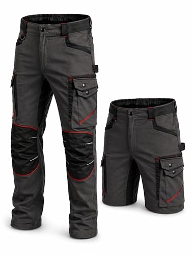 Arbeitshose Herren Stretch Shorts Größe 58 Cargohose 8 Taschen Zollstocktasche Arbeitsshorts Arbeitshosen Männer kurz Arbeitskleidung Berufskleidung Handwerk Bau Montage KfZ Werkstatt Garten Freizeit