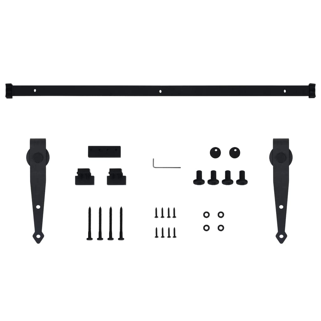 vidaXL Kit de Mini Puerta Corredera de Armario Corrediza Herrajes Riel Deslizante Rodillo Percha Almacén Estudio Cocina Bricolaje Acero Carbono 152 cm