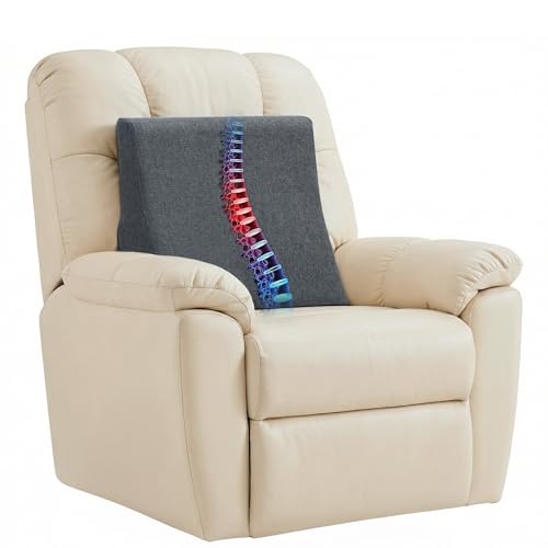 Vekkia Lumbar Support Pillow for Recliner - Couch Back Support Pillow for Lower Back Pain Relief Lumbar Cushion for Sofa Accent Chair & Armchair Recliner Cushions for Elderly Washable Cover (Gray)