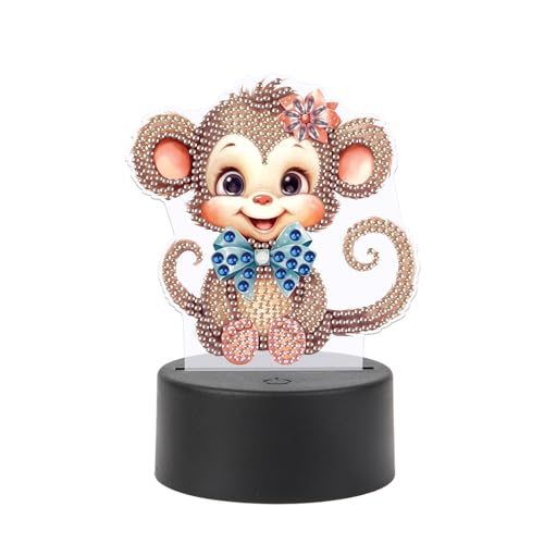 JISHSHAY Singe Diamond Painting Lampe LED Diamant Painting Lampe de Chevet Peinture Diamant Veilleuse Bricolage Adulte Lumière Broderie LED Puzzle Adulte Veilleuse de Nuit Point de Croix Night Light