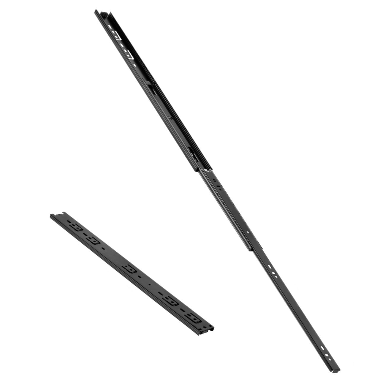 Ppqiru Black 4Pcs Drawer Rail 10~20Inch Stainless Steel Ball Bearing Slides Sliding Track 3-Section Full Extension Cabinet Furniture For Cabinet Drawer(,50Cm)