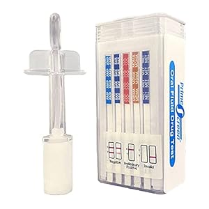 Prime Screen [5 Pack] 10 Panel Saliva Oral Fluid Test Kit, E&I Exempt for Workplace and Insurance Use AMP, BAR, COC…