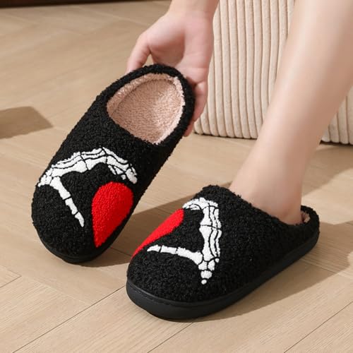 Halloween Spooky Ghost Pattern Cotton Slippers,Y2K Plush Warm Slippers Cozy Warm Plush Slip-On House Indoor and Outdoor Shoes4