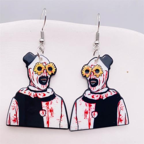 Halloween Theme Funny Acrylic Cartoon Earrings Creative Punk Skull Knife Grimace Dangle Earrings Creative Nightclub Jewelry for Women Halloween Costume Party Exaggeration Accessories4