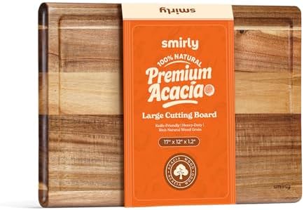 Smirly Extra Large Acacia Wood Cutting Boards for Kitchen, Chopping Board with Deep Juice Grooves