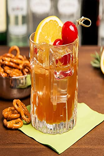 Image of Premium 350ML Juice Glasses Drinking Glasses, Highball Lead-Free Glasses, Tumblers for Water, Juice, Beer, Cocktail and Mixed Drinks - Pieces, Transparent (Lining Glasses, 2 Count (Pack of 1))