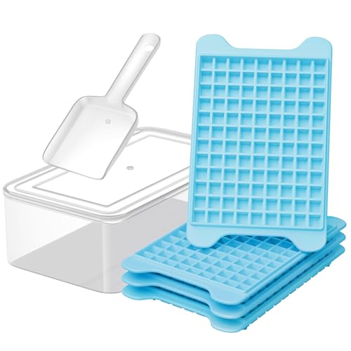 Image of Mini Ice Cube Tray for Freezer: GGUW Nugget Ice Cube Tray with Bin - Crushed Ice Tray Making 4×108 PCS Icecube - Easy Release Iced Maker Trays