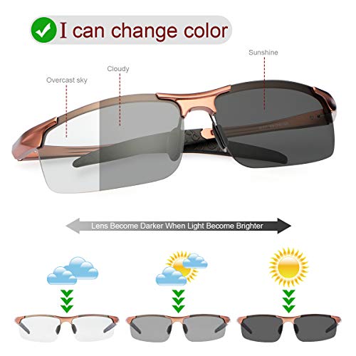 Image of MIRYEA Polarized Photochromic Driving z87 Sunglasses for Men Day Night Safety Glasses