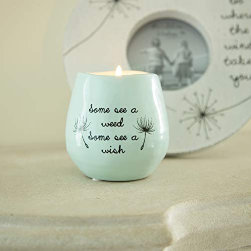 Pavilion Gift Company 77111 Plain Dandelion Wishes - Some See A Weed Some See A Wish Green Ceramic Soy Serenity Scented Candle, #TOP4