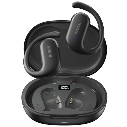 Open Ear Headphones Bluetooth 5.4: 50H Playtime, 16.2mm Drivers, Open Ear Earbuds with Earhooks, IPX6, Digital Display, Touch Control, Clear Calls, Comfort-Fit for Running, Cycling, Workouts