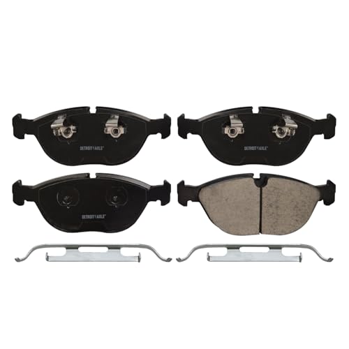 Image of Detroit Axle - Front Brake Pads for Chrysler Crossfire Audi TT Quattro Mercedes-Benz C43 CLK55 E55 SLK32 AMG E350 E430 E500 S430 S500 BMW 750iL Z8 Ceramic Brake Pads Replacement