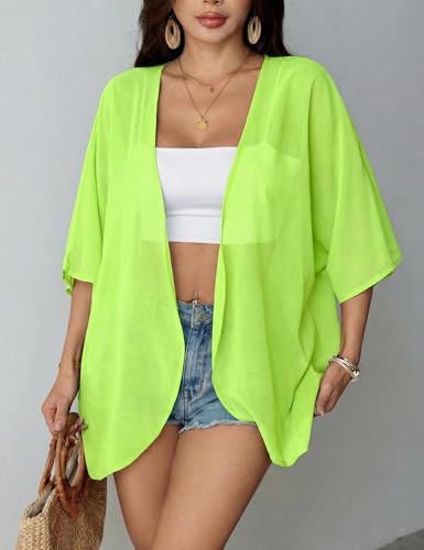 Image of Chunoy Women Floral Beach Wear Cover Up Chiffon Kimono Cardigan Open Front Blouse Beach Resort Wear for Swimwear 2026