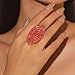 Sparkling Oval Chunky Rhinestone Ring for Women Adjustable Thick Big Cocktail Statement Rings Cubic Zirconia Geometric Crystal Band Ring Wedding Birthday Party Halloween Christmas Jewelry (Red)