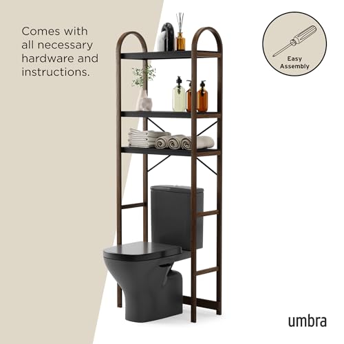 Umbra Bellwood Over-The-Toilet Shelf for Bathroom or Powder Room, Black/Walnut by Umbra - Image 5