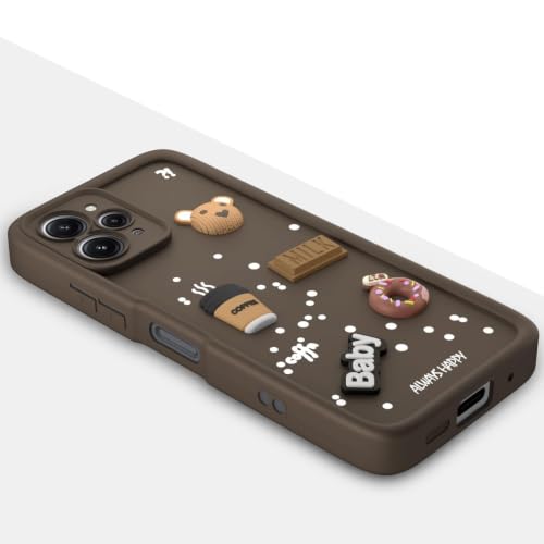 Image of Bintage Cute Fun Ball | Taddy Cartoon 3D Smiley Coffee Cup | Milk Donut | Full Camera Protection Back Cover Compatible for Mi REDMI 12 4G - Brown