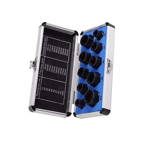 FOYTOKI 10 Pcs Professional Bolt Extractor Sturdy Metal for Stripped Bolts Removal Rusty Nuts Extractor Essential Tool for Every Mechanic