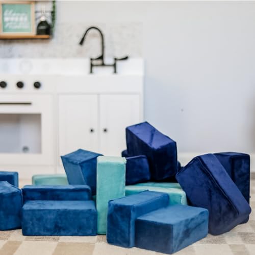 Image of The Original Premium Plush Building Block for Kids - Certified Safe Foam Blocks in Luxuriously Soft Fabric Covers (Ocean, Blocks)