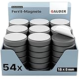GAUDER Magnete für Magnettafel selbstklebend | Ferrit-Magnete für Whiteboard, Pinnwand und Kühlschrank | Haftmagnete rund (50 + 4 Stück)