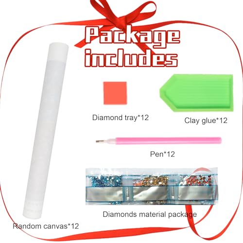 Image of 12 PCS DIY Crystal Diamond Art Painting Kit Surprise, Creative Full Rhinestone Diamond Painting Set for Beginners and Craft Lovers, Perfect for Home Decoration, Gifts, and Relaxing Handmade Activities