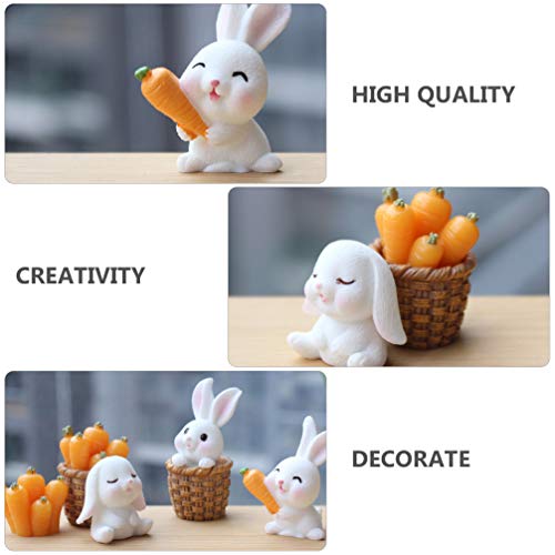 ABOOFAN 9Pcs Páscoa Festa Adorno Prop Coelho Coelho Modelo Micro Paisagem Decorativa para Favores de