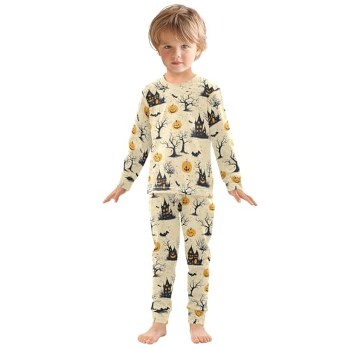 Pajama Sets Long Sleeve Halloween Themed Pattern Prints Soft Comfy Sleepwear 2 Piece PJS 3-8T2