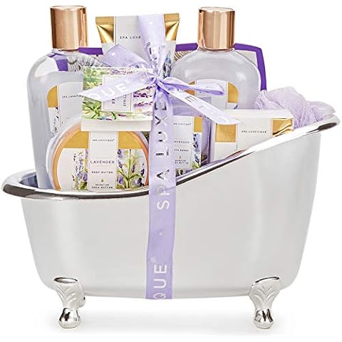 Spa Luxetique Spa Gift Set, Lavender Bath Gift Set, Pamper Gifts for Women, 8pcs Spa Gifts with Bubble Bath, Body Lotion, Relaxing Bath Sets for Women, Gifts for Her, Womens Gift Set, Christmas Gifts Cover
