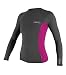 O'Neill Wetsuits UV Sun Protection Womens Skins Long Sleeve Crew Sun Shirt Rash Guard, Graphite/Berry/Graphite, Large
