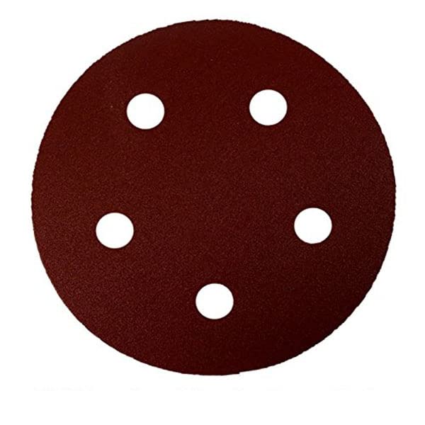 MTP Pack of 30 5" 5 Holes Hook and Loop Backing 60/80/120/180/240/320 Grit Sanding Disc Sandpaper Randon Orbit Power Air Sander for Porter Cable RO 333, 334 335 (30x120grits)