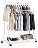 LARDECOR - Perchero Metálico para Ropa con Ruedas, 2 Niveles y Base Inferior |...