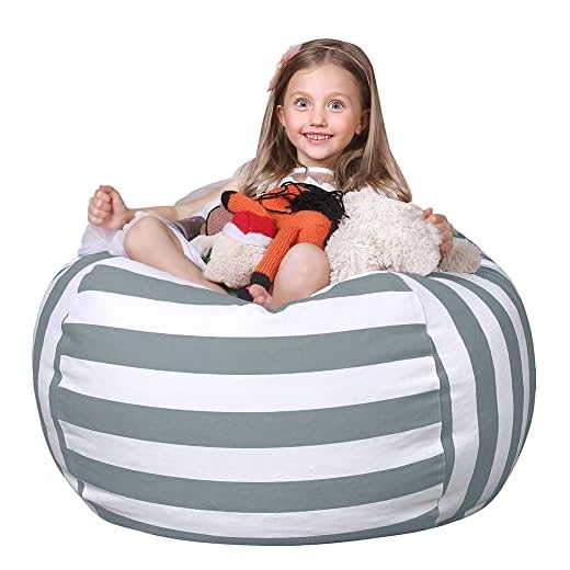 Wekapo Stuffed Animal Storage Bean Bag Chair Cover for Kids | Stuffable Zipper Beanbag for Organizing Children Plush Toys Large Premium Cotton Canvas