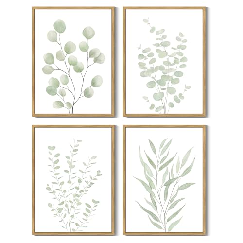 KUVIOKE Botanical Framed Boho Wall Art Bathroom Plants Wall Decor