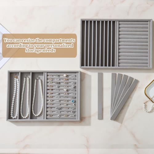 Image of Large Velvet Jewelry Tray Display Drawer Inserts 2 Pack