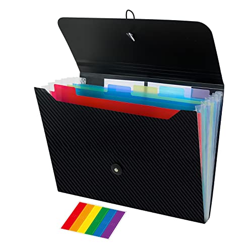 Jimeiqi Expanding File Folder, 7 Pockets File Organizer, Accordion File Organizer Letter Size Letter A4 Paper For Receipts With Elastic Band/Colored Tab For Schoo,Home (Black) #TOP25