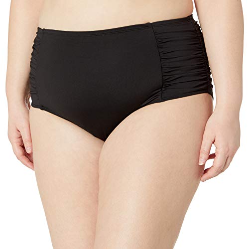 Anne Cole Women's Plus Size Tummy Control High Waist Bikini Swim Bottom, Black, 20W