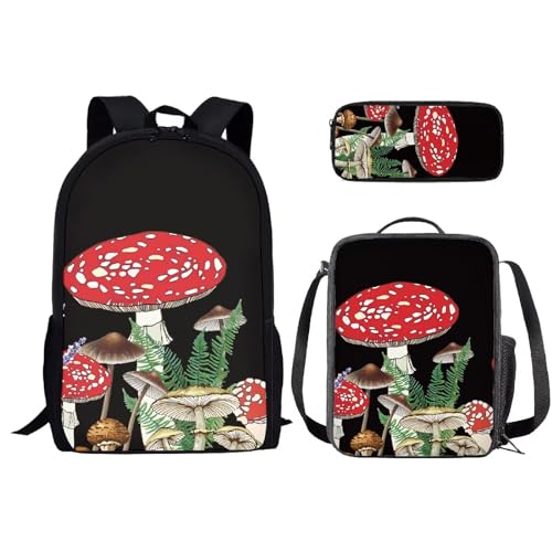 Zaino per bambini elementare scuola zaino casual con portapranzo astuccio Simpatico fungo. leggero