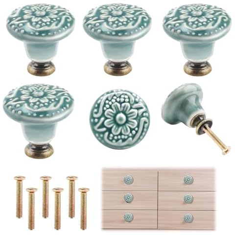 Taoduod Vintage Green Ceramic Drawer Knobs Cover