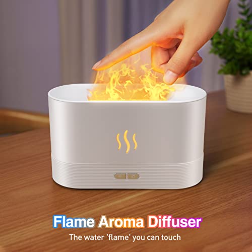 Essential Oil Diffuser, Flame Oil Diffuser - Aromatherapy Aroma Humidifier, Upgrade 7 Colors Noiseless - Perfect for Bedroom Home Office (180ml Classic Flame, White) - Image 3
