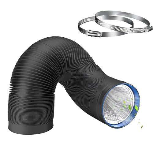 Tubo Flessibile 153mm x 3m Condotti Tubo di Ventilazione Flessibile in Alluminio PVC Condotti Tubo di Ventilazione Con Morsetti in Acciaio per Asciugatrice, Cappe Aspiranti, Sistema di Ventilazione
