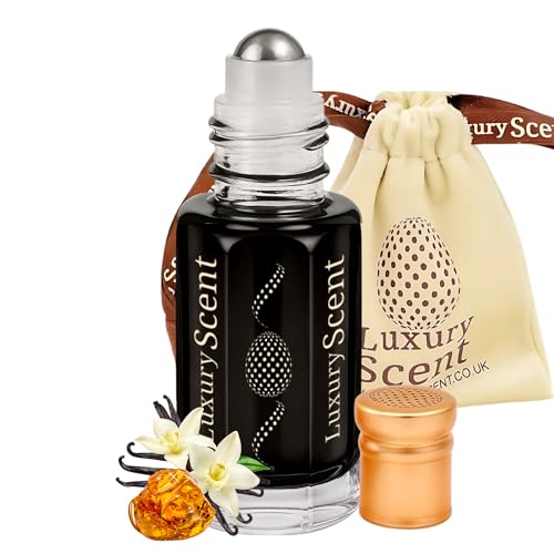 Perfume Oil Amber Tobacco Roll-On 6ml – Long Lasting Alcohol Free Arabian Attar – Premium Quality Unisex Fragrance with Smoky Spicy Amber Vanilla & Sandalwood Notes for Men and Women by Luxury Scent