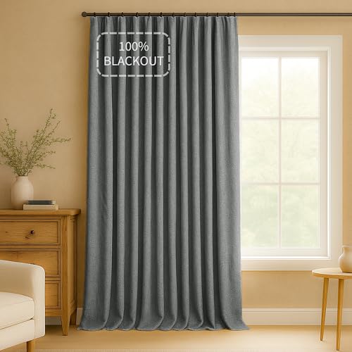 La mejor comparación de Cortinas Black Out Walmart disponible en línea. 44 GRALI Black out Cortinas Térmicas, Lino Textura Tela con Forro Impermeable Gris Trasero, Privacidad & Decoración Minimalista, Gris Oscuro, 254 X 274 CM, 1 Pieza
