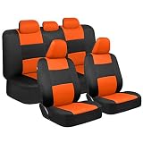 BDK PolyPro Car Seat Covers Full Set in Orange on Black, Front and Rear Split Bench...