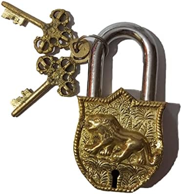 Brass Padlock - Lock with Keys - Working Functional - Brass Made Golden Tiger Padlock.