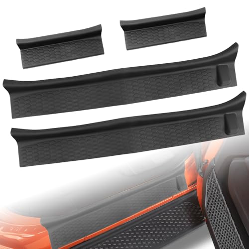Door Sill Guards Kit for 2018-2024 Jeep Wrangler JL Unlimited & 2020-2024 Gladiator JT,Durable Scuff Plate Protectors, Anti-Scratch Entry Guards with Stylish Design Accessories (4-Piece Set)