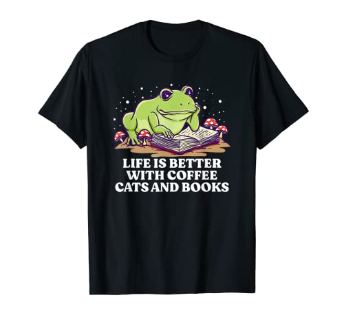 Better With Coffee Cats and Books - Amante de los gatos de lectura Camiseta