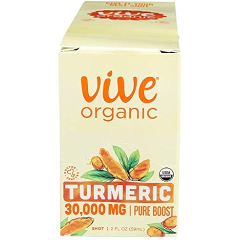 VIVE ORGANIC Organic Turmeric Pure Boost 12 Count, 2 FZ Cover