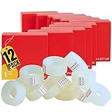 1InTheOffice Clear Tape, Invisible Tape Rolls, Packing, Wrapping Heavy Duty 3/4-Inch, 1-Inch Core, 12 Pack
