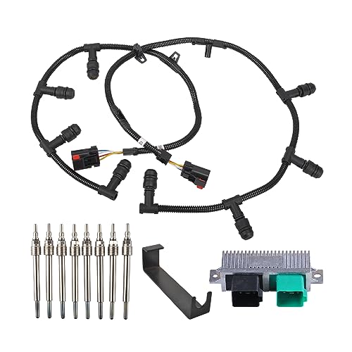 higehio 6.0L Glow Plug Harness Kit with 8 Glow Plugs + Controller + Removal Tool Compatible with 2004-2010 Ford 6.0L Powerstroke Diesel