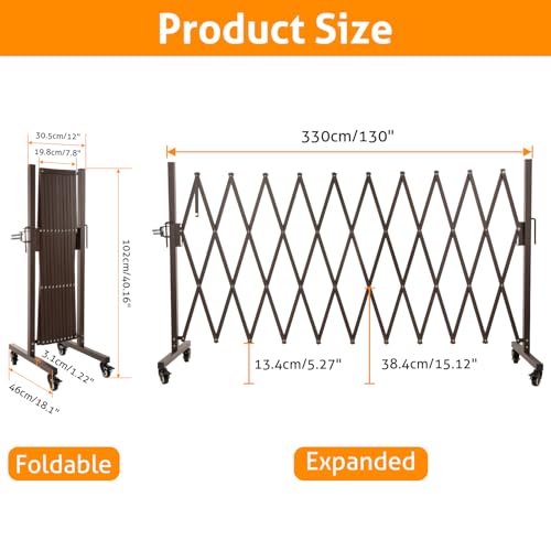 WICHEMI Expandable Driveway Gate, 10.8FT Outdoor Retractable Gate, Portable Fence for Wide Openings Temporary Traffic Garage Barricade - Thumbnail 3